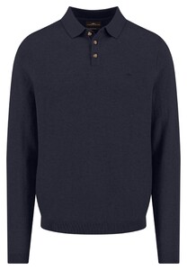 Fynch-Hatton Polo Collar Long Sleeve Winter Air Cotton Poloshirt Navy