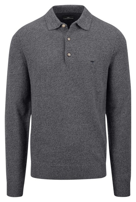 Fynch-Hatton Polo Collar Merino Cashmere Pullover Steel