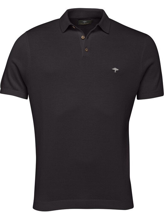 Fynch-Hatton Polo Cotton Silk Uni Poloshirt Black