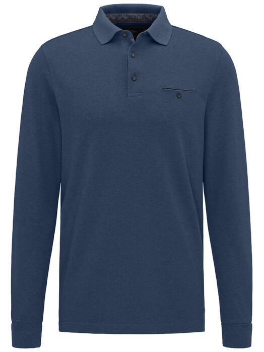 Fynch-Hatton Polo Longsleeve Melange Poloshirt Denim Blue