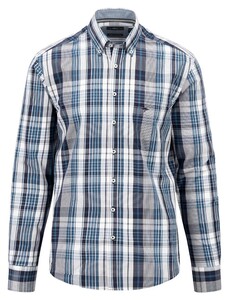 Fynch-Hatton Poplin Check Button Down Shirt Navy