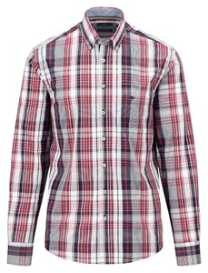 Fynch-Hatton Poplin Check Button Down Shirt Ruby Red