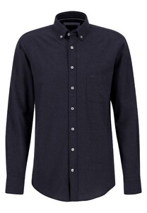Fynch-Hatton Premium Fine Flanel Uni Button Down Overhemd Navy