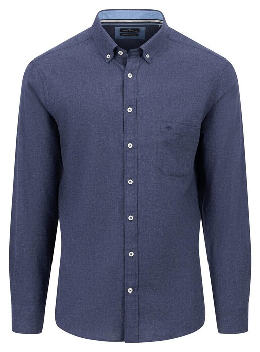 Fynch-Hatton Premium Flanel Button Down Overhemd Navy