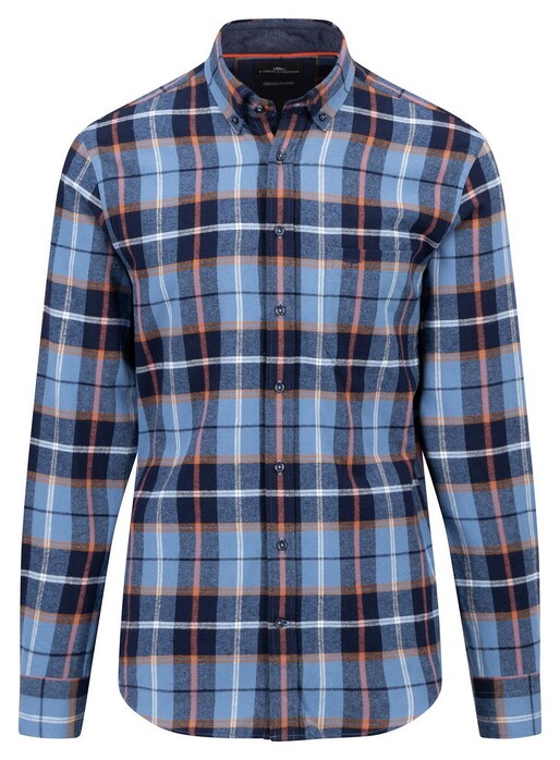 Fynch-Hatton Premium Flanel Check Overhemd Navy