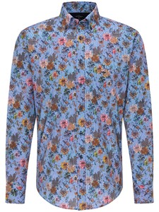 Fynch-Hatton Premium Flower Fantasy Overhemd Blauw-Multi
