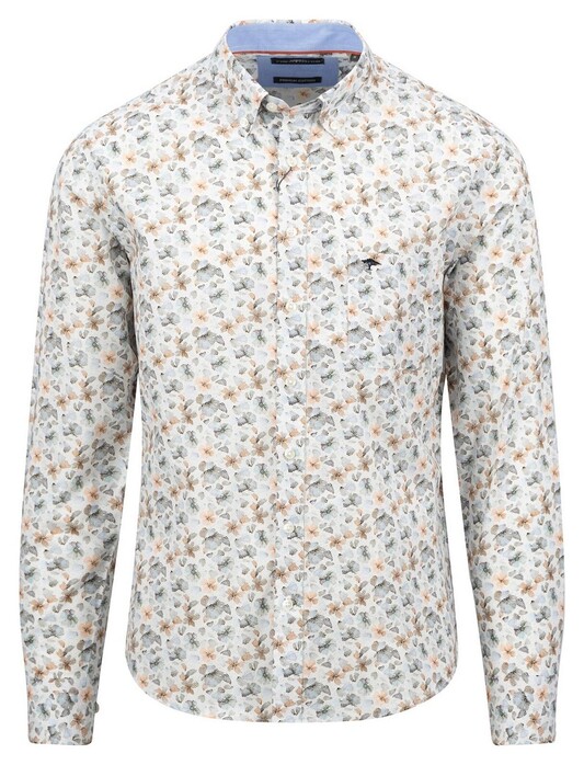 Fynch-Hatton Premium Flower Pattern Shirt Light Khaki