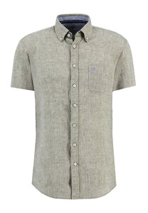 Fynch-Hatton Premium Linen Button Down Short Sleeve Shirt Dusty Olive