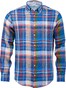 Fynch-Hatton Premium Linen Check Button Down Shirt Blue-Mango