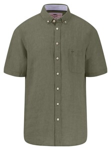 Fynch-Hatton Premium Linen Uni Color Button-Down Shirt Olive