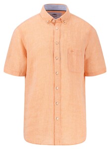 Fynch-Hatton Premium Linen Uni Color Button-Down Shirt Sunny Orange
