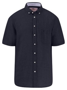 Fynch-Hatton Premium Linnen Uni Color Button-Down Overhemd Navy