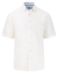 Fynch-Hatton Premium Linnen Uni Color Button-Down Overhemd Wit