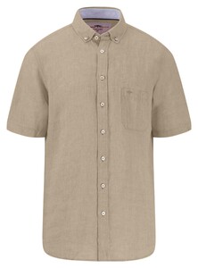 Fynch-Hatton Premium Linnen Uni Color Button-Down Overhemd Zand
