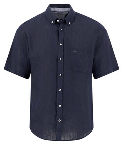 Fynch-Hatton Premium Short Sleeve Linen Button-Down Shirt Navy