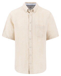 Fynch-Hatton Premium Short Sleeve Linnen Button-Down Overhemd Zand