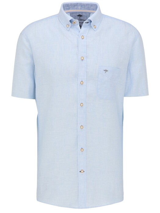 Fynch-Hatton Premium Soft Linen Short Sleeve Shirt Light Blue