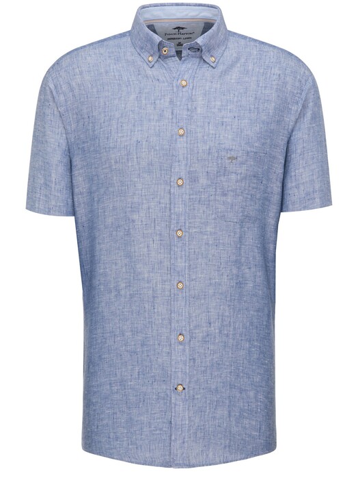 Fynch-Hatton Premium Soft Linen Short Sleeve Shirt Navy
