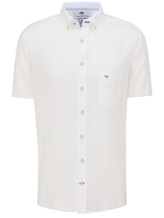 Fynch-Hatton Premium Soft Linen Short Sleeve Shirt White