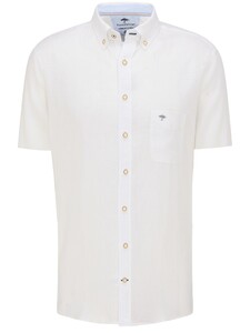 Fynch-Hatton Premium Soft Linnen Short Sleeve Overhemd Wit