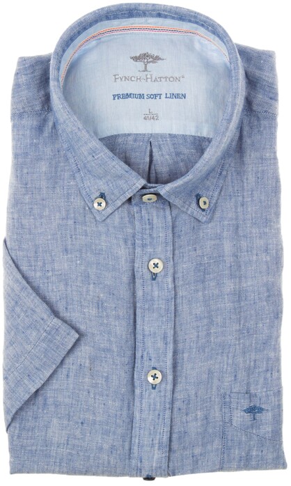 Fynch-Hatton Premium Uni Linen Button Down Shirt Navy