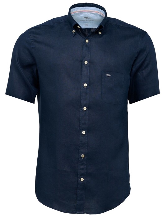 Fynch-Hatton Premium Uni Linen Button Down Shirt Solid Navy