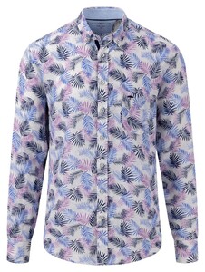 Fynch-Hatton Pure Linen Leaves Pattern Shirt Dusty Lavender