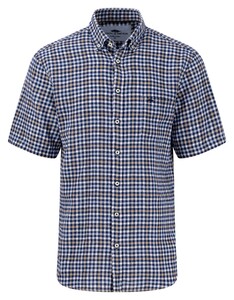 Fynch-Hatton Pure Linnen Classic Check Short Sleeve Overhemd Navy