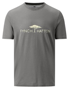 Fynch-Hatton Round Neck Large Logo Cotton T-Shirt Cool Grey