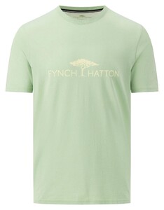 Fynch-Hatton Round Neck Large Logo Cotton T-Shirt Soft Green