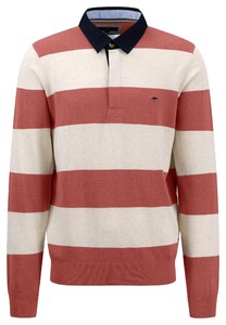 Fynch-Hatton Rugby Knit Stripes Cotton Pullover Orient Red