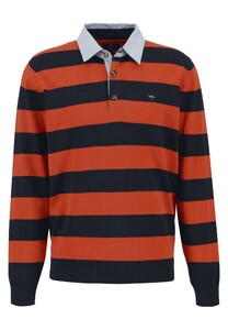 Fynch-Hatton Rugby Knit Stripes Trui Navy-Oranjerood