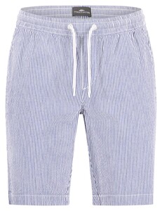Fynch-Hatton Seersucker Stripe Drawstring Pull-On Bermuda Blauw