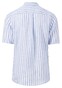 Fynch-Hatton Short Sleeve Button Down Linnen Stripes Overhemd Crystal Blue