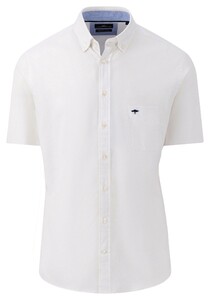 Fynch-Hatton Short Sleeve Fine Texture Uni Overhemd Wit