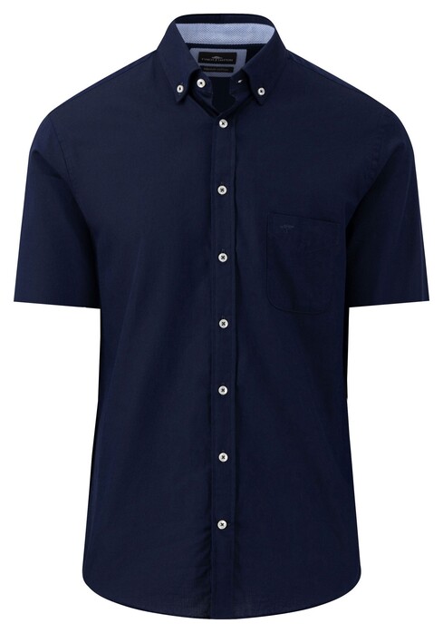 Fynch-Hatton Short Sleeve Fine Texture Uni Shirt Navy
