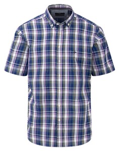Fynch-Hatton Short Sleeve Multi Check Shirt Navy