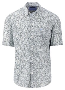 Fynch-Hatton Short Sleeve Multi Micro Squares Overhemd Dusty Olive