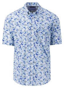 Fynch-Hatton Short Sleeve Subtle Leaves Floral Pattern Shirt Summer Breeze