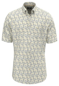 Fynch-Hatton Short Sleeve Summer Flower Pattern Overhemd Pale Yellow