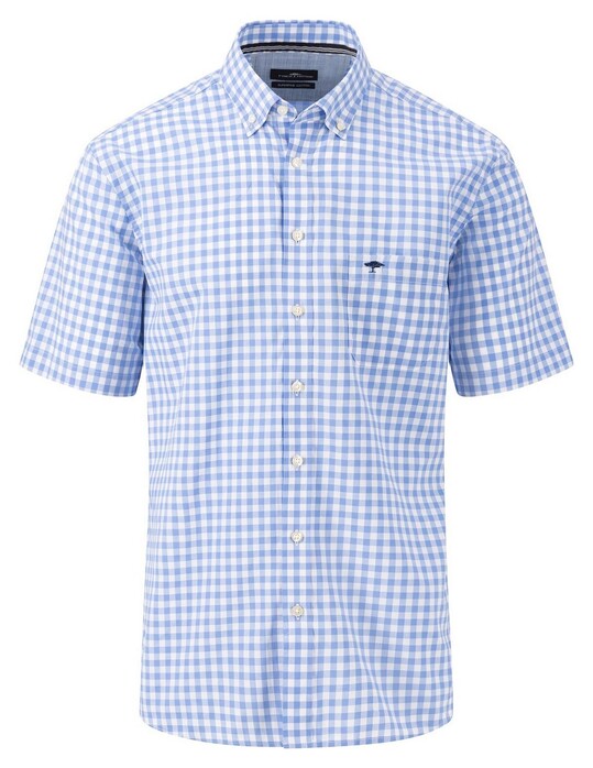 Fynch-Hatton Short Sleeve Vichy Check Shirt Crystal Blue