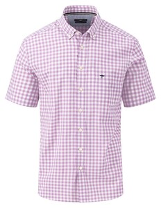 Fynch-Hatton Short Sleeve Vichy Check Shirt Dusty Lavender