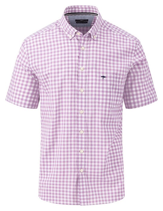 Fynch-Hatton Short Sleeve Vichy Check Shirt Dusty Lavender