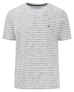 Fynch-Hatton Slub Cotton Crew Neck Multi Fine Stripe T-Shirt New Off White