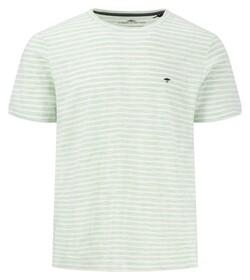Fynch-Hatton Slub Cotton Crew Neck Multi Fine Stripe T-Shirt Turf Green