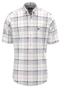 Fynch-Hatton Slub Large Check Short Sleeve Overhemd Navy