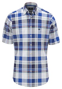Fynch-Hatton Slub Multi Check Overhemd Strong Blue