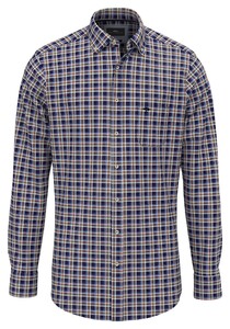 Fynch-Hatton Small Multi Check Button Down Overhemd Navy-Multi