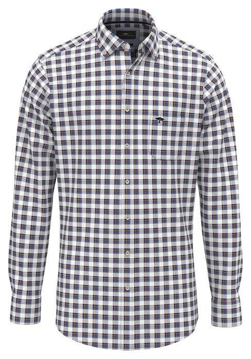 Fynch-Hatton Small Multi Check Button Down Shirt White-Multi