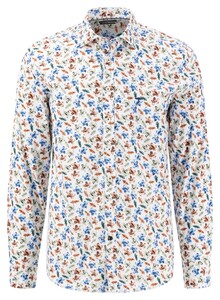 Fynch-Hatton Smart Shirt Floral Fantasy Kent Collar Rust-Blue-Green